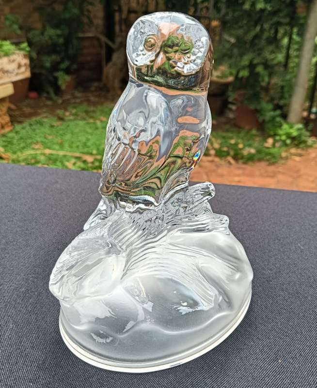 Crystal DArques France 1980s Lead Chrystal Barn Owl Figurine Large 14cm High 24% Genuine Lead Chrys