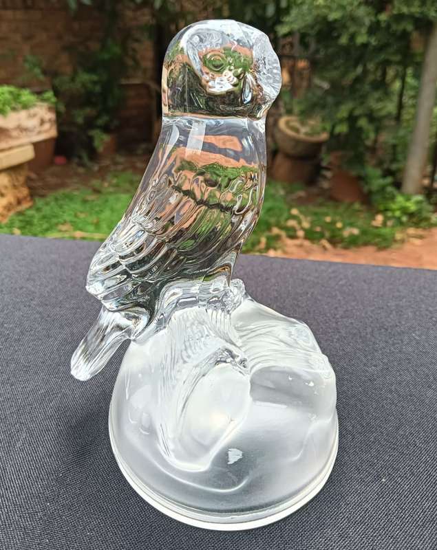 Crystal DArques France 1980s Lead Chrystal Barn Owl Figurine Large 14cm High 24% Genuine Lead Chrys