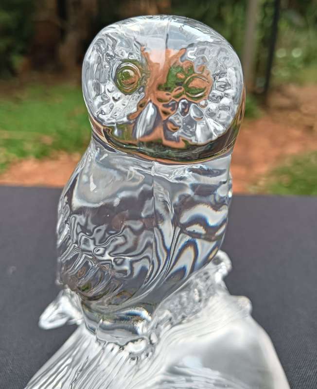 Crystal DArques France 1980s Lead Chrystal Barn Owl Figurine Large 14cm High 24% Genuine Lead Chrys