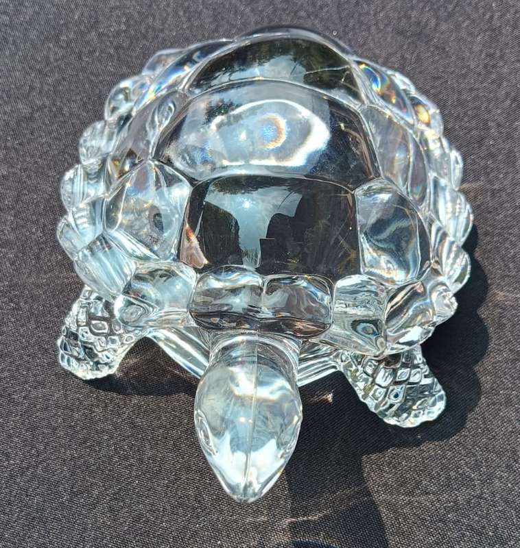 Crystal DArques France 1990s Lead Chrystal Tortoise Figurine Large 18cm Long Heavy 830g