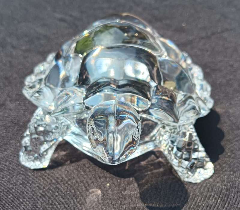 Crystal DArques France 1990s Lead Chrystal Tortoise Figurine Large 18cm Long Heavy 830g