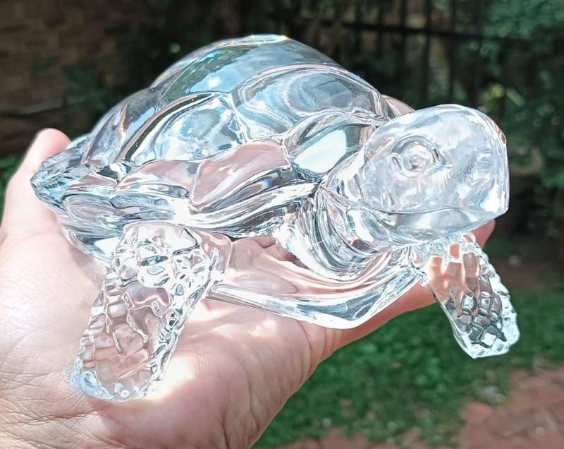 Crystal DArques France 1990s Lead Chrystal Tortoise Figurine Large 18cm Long Heavy 830g