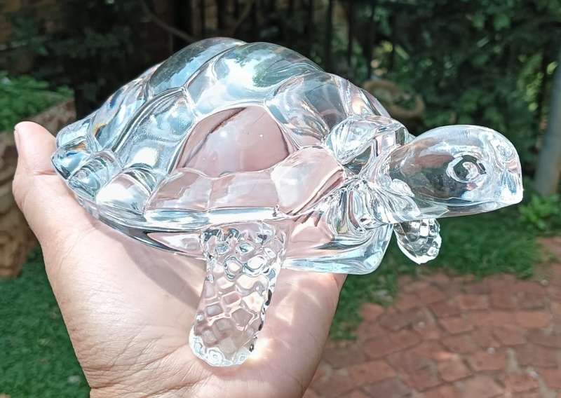 Crystal DArques France 1990s Lead Chrystal Tortoise Figurine Large 18cm Long Heavy 830g