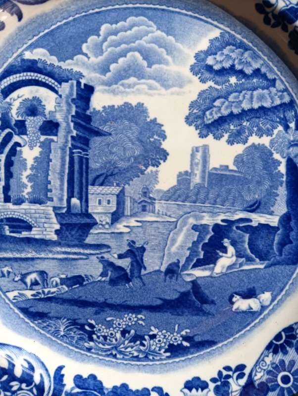 Antique 1929 Copeland Spode England Blue Italian Pattern Plate