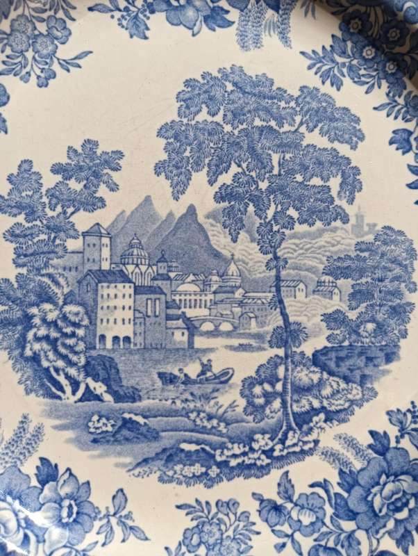 Vintage 1955 Copeland Spode England Blue Rhine Pattern Plate
