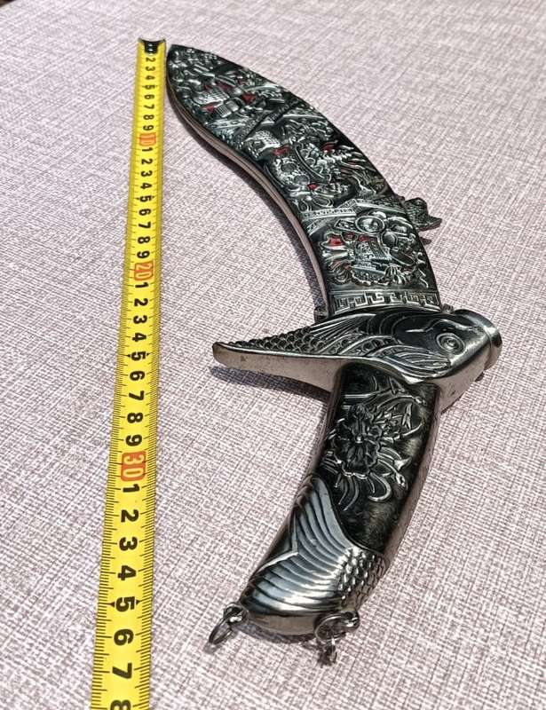Exotic Fish Themed Tibetan Dagger Decorative and Bejewelled with Non Magnetic Silver Metal Sheath