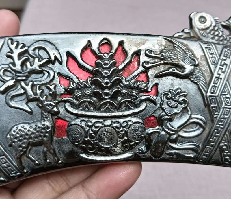 Exotic Fish Themed Tibetan Dagger Decorative and Bejewelled with Non Magnetic Silver Metal Sheath