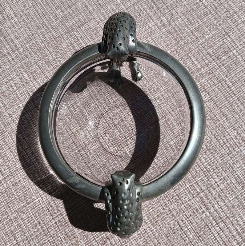 DIANA CARMICHAEL DESIGNER BOWL WITH PEWTER CHEETAH HANDLES AND OR FEET