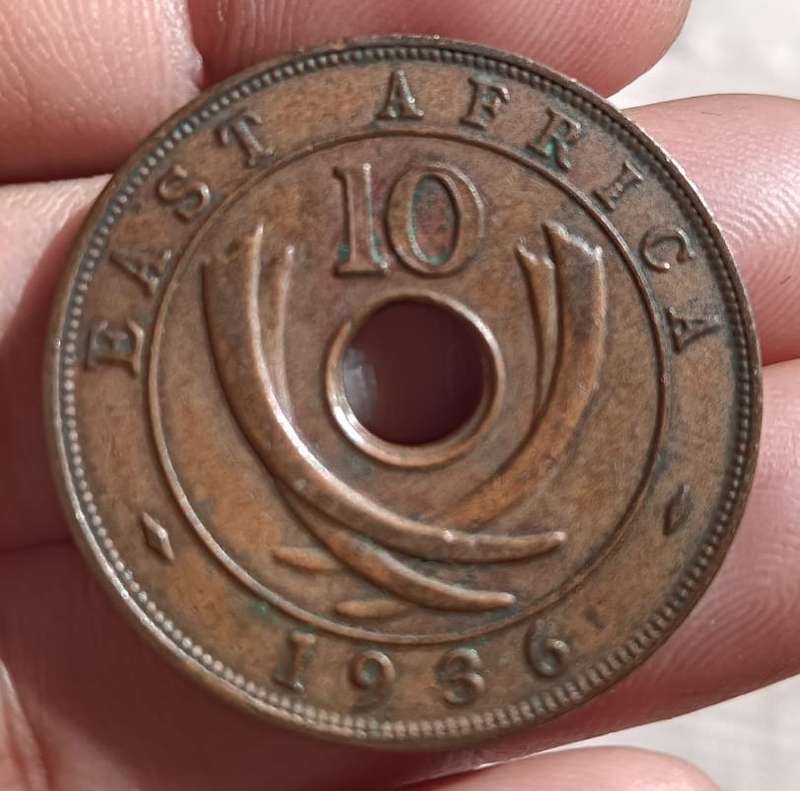 British East Africa 1c (1952) 5c (1941) 10c (1936, 1937) Bronze Coins with Distinctive Central Holes