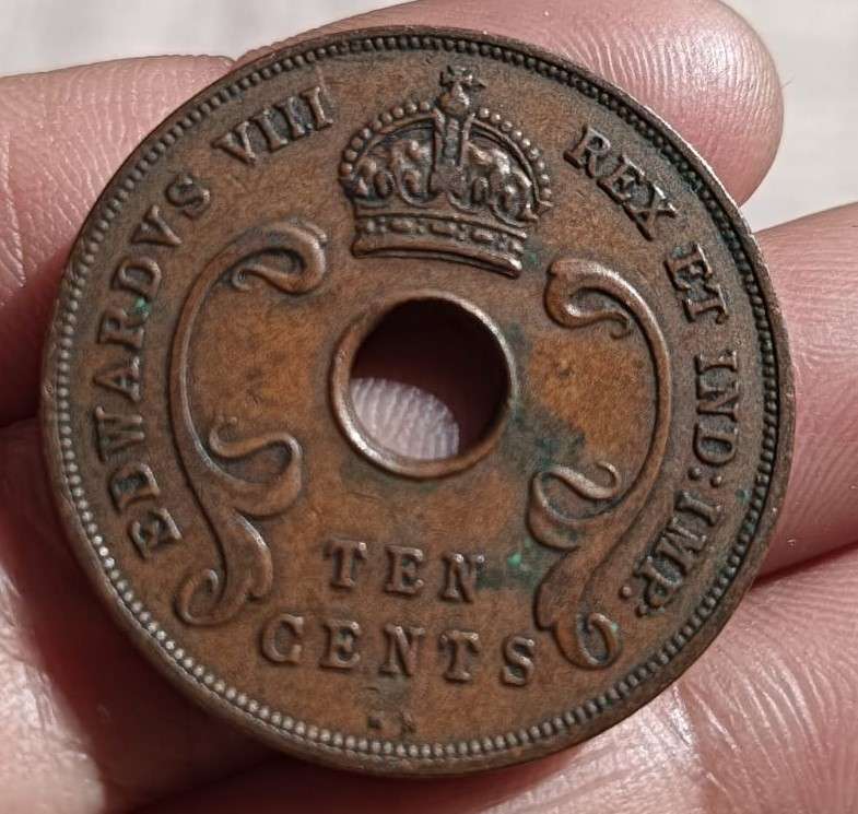 British East Africa 1c (1952) 5c (1941) 10c (1936, 1937) Bronze Coins with Distinctive Central Holes