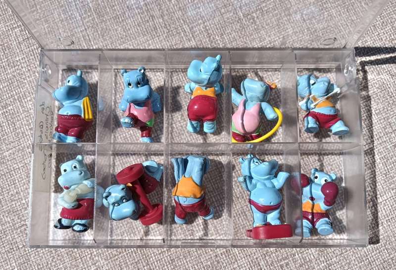 Complete Set of 10 Kinder Surprise 1993 Happypotami Plastic Toy Figurines