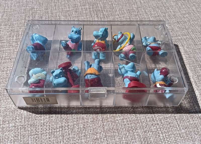 Complete Set of 10 Kinder Surprise 1993 Happypotami Plastic Toy Figurines