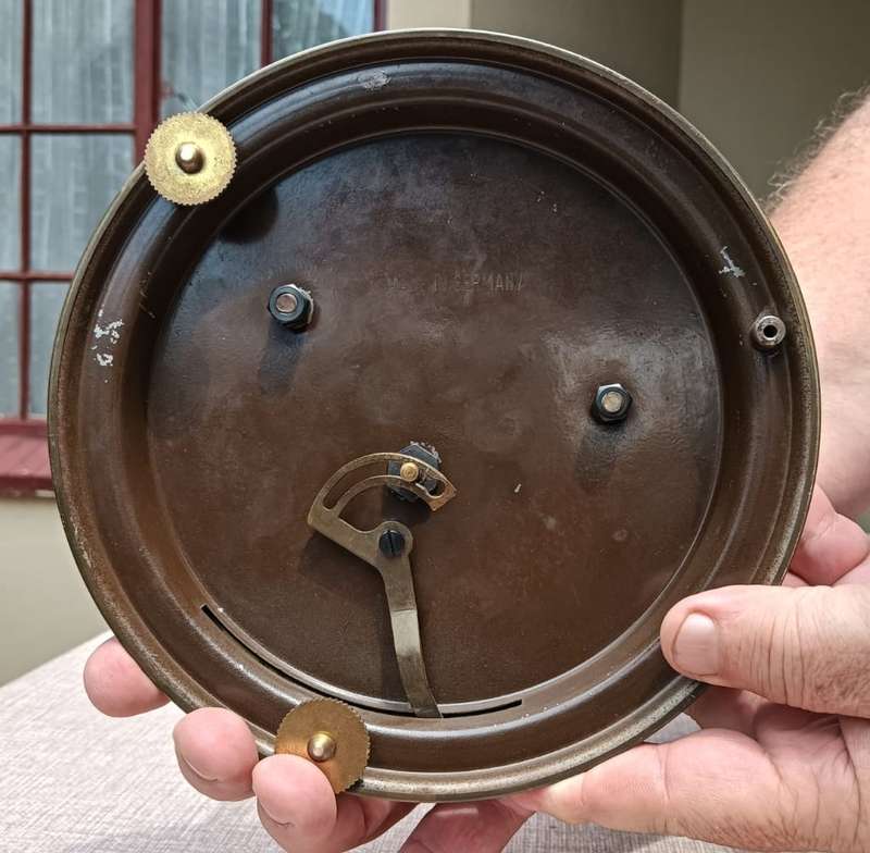 Franz Hermle and Sons (FHS) Germany 1940s Mechanical Brass Enamel Torsion Pendulum Anniversary Clock