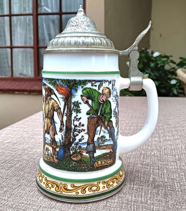 ORIGINAL BMF (BAYERISCHE METALL FABRIK) GERMANY 4 SEASONS BIERSEIDEL / BEER STEIN