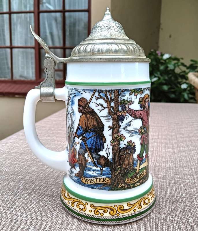 ORIGINAL BMF (BAYERISCHE METALL FABRIK) GERMANY 4 SEASONS BIERSEIDEL / BEER STEIN