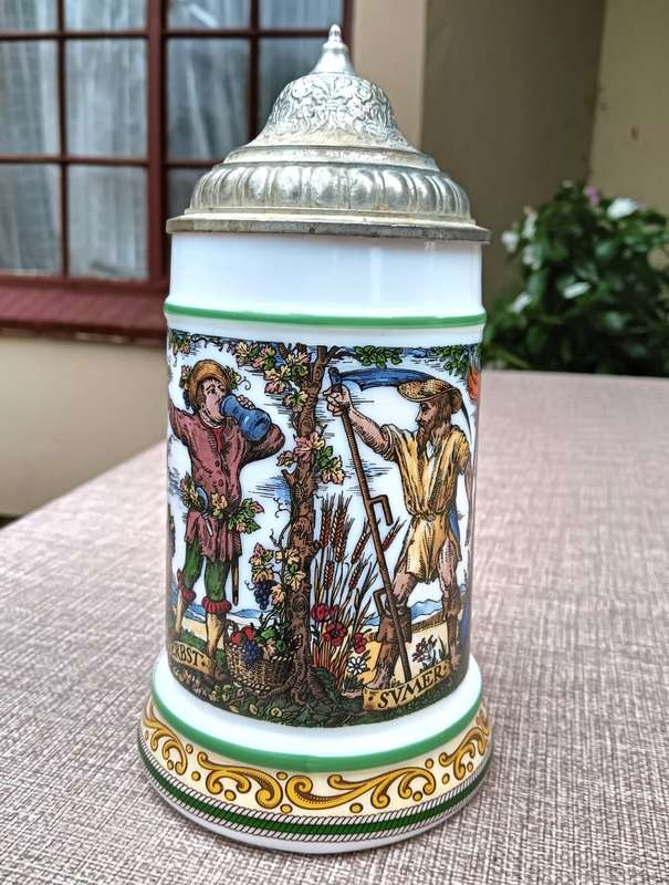 ORIGINAL BMF (BAYERISCHE METALL FABRIK) GERMANY 4 SEASONS BIERSEIDEL / BEER STEIN