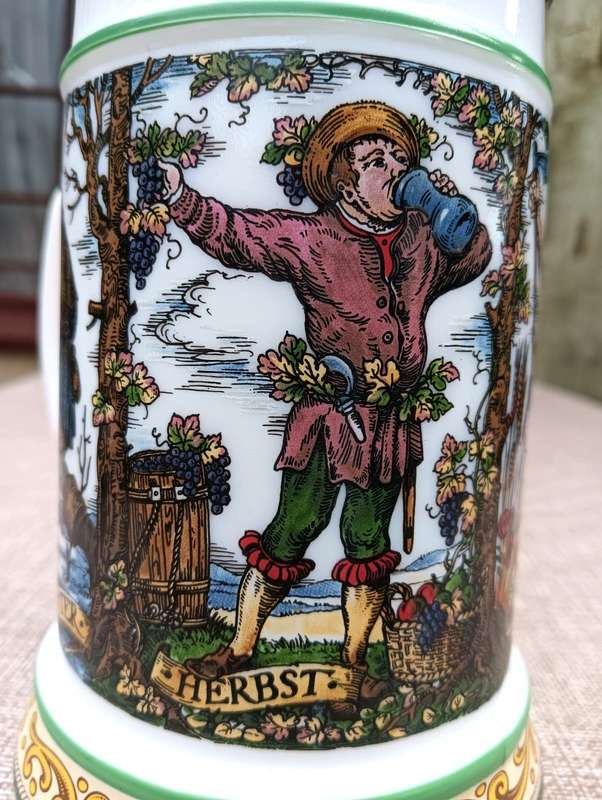 ORIGINAL BMF (BAYERISCHE METALL FABRIK) GERMANY 4 SEASONS BIERSEIDEL / BEER STEIN
