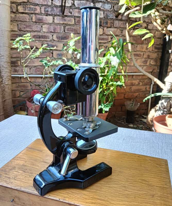 Vintage 1950s Field Microscope Made in Germany in Wooden Case - Working Condition