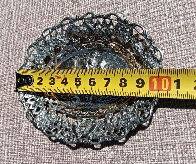 Antique German Half Moon and Crown 800 Silver Sweet Dish with Young Boys Central Relief Panel 32g