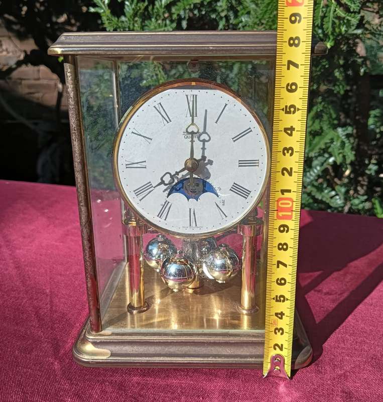 Vintage Hermle West Germany (1949-1990) Quartz Brass Mantle Clock with Torsion Pendulum Not Working