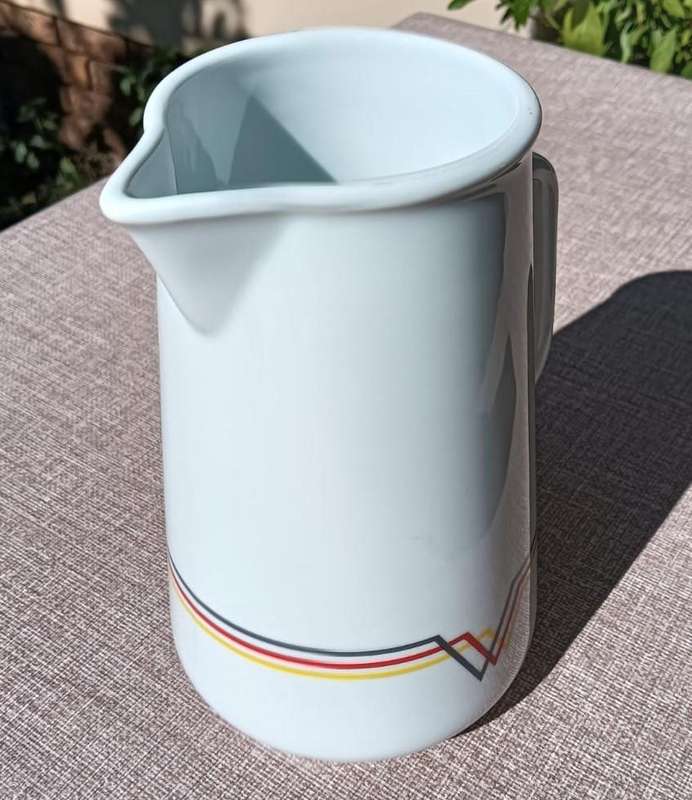 IKEA Spal Portugal 1.5L Ceramic Pitcher Vintage 1980s with Modernist Striped Pattern