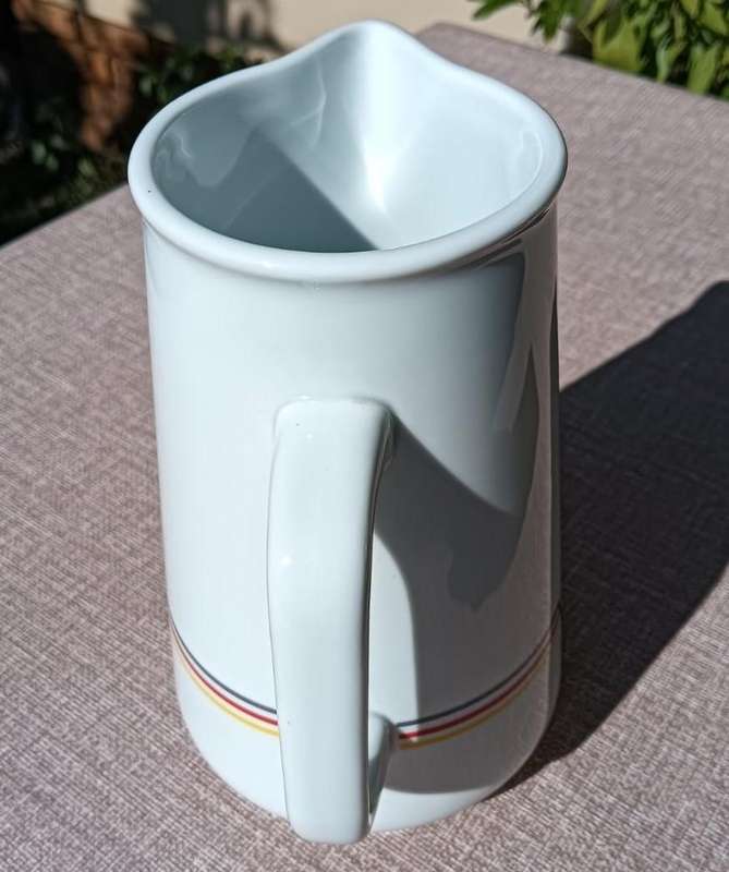 IKEA Spal Portugal 1.5L Ceramic Pitcher Vintage 1980s with Modernist Striped Pattern