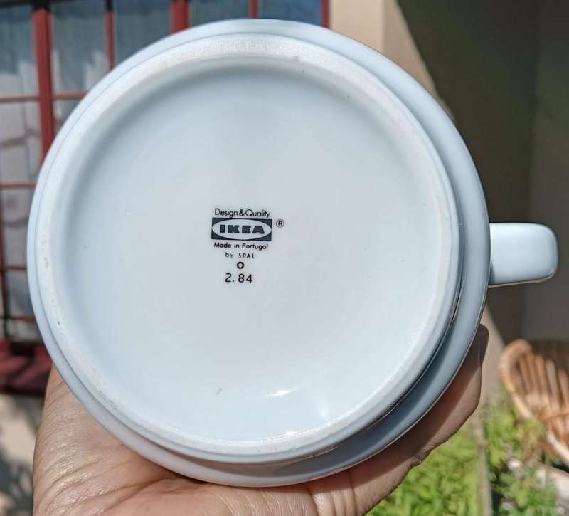 IKEA Spal Portugal 1.5L Ceramic Pitcher Vintage 1980s with Modernist Striped Pattern