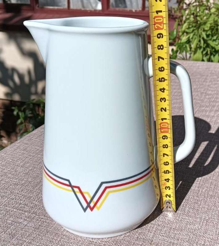 IKEA Spal Portugal 1.5L Ceramic Pitcher Vintage 1980s with Modernist Striped Pattern