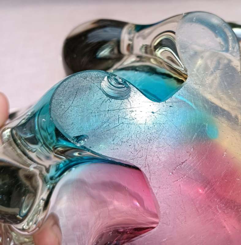 Gorgeous Murano Rainbow Sommerso Glass Bowl 21cm Wide No 2 of Two on Auction