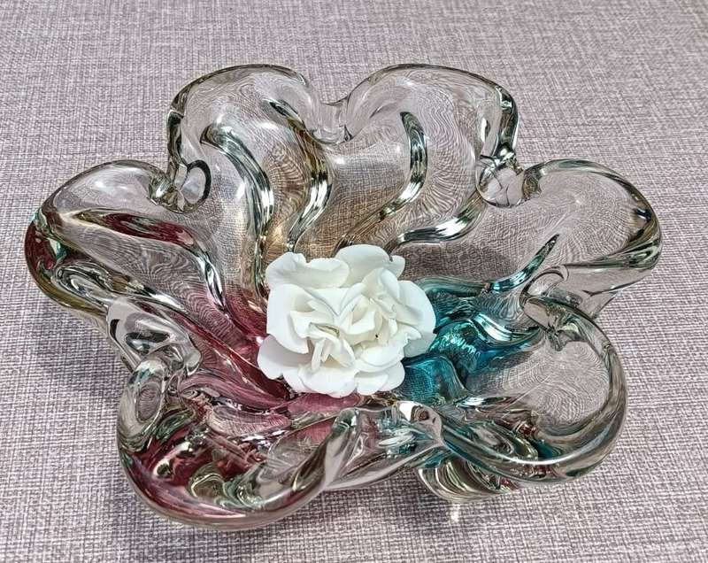 Gorgeous Murano Rainbow Sommerso Glass Bowl 21cm Wide No 2 of Two on Auction