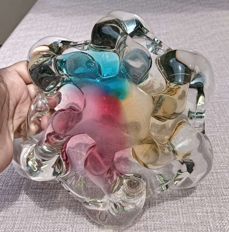 Gorgeous Murano Rainbow Sommerso Glass Bowl 21cm Wide No 2 of Two on Auction