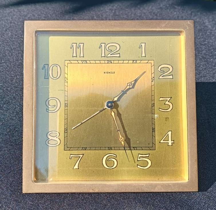 Brass Kienzle Germany Mechanical Alarm Clock 1970s - Luminescent Hands and Markers - Needs Repair