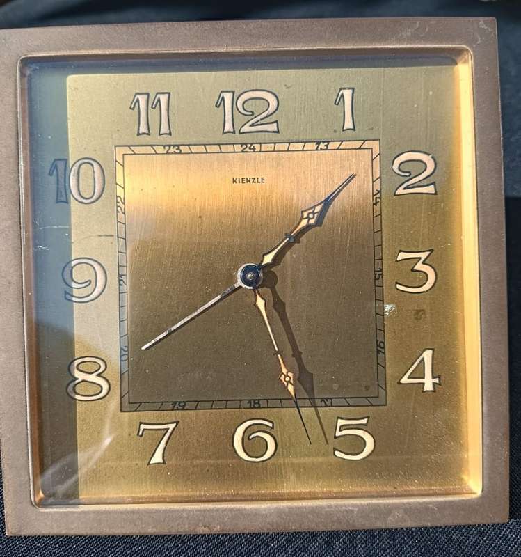 Brass Kienzle Germany Mechanical Alarm Clock 1970s - Luminescent Hands and Markers - Needs Repair