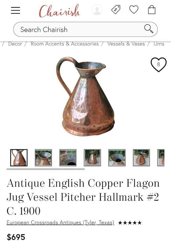 Antique English ½ Gallon Copper Jug with King George V (1910-1936) Hallmark