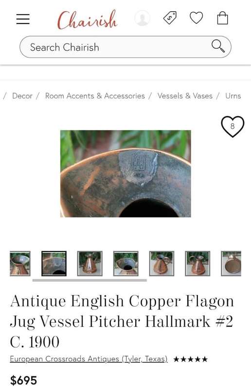 Antique English ½ Gallon Copper Jug with King George V (1910-1936) Hallmark