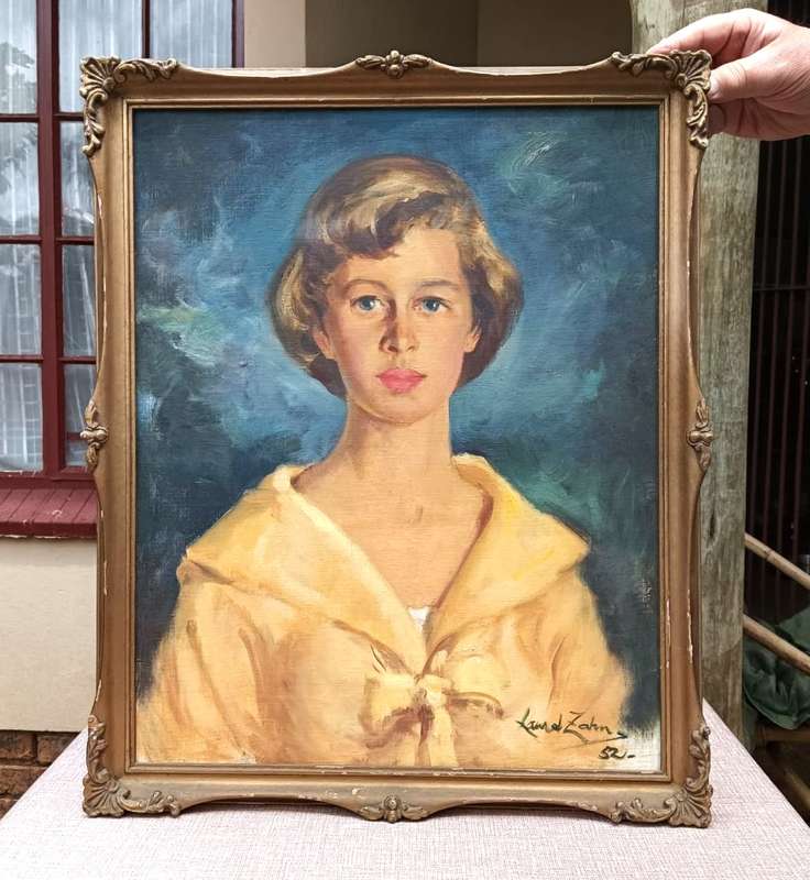Beautiful 1952 Portrait Painting by Laurel Zahn (1931-2010) SA Master Artist