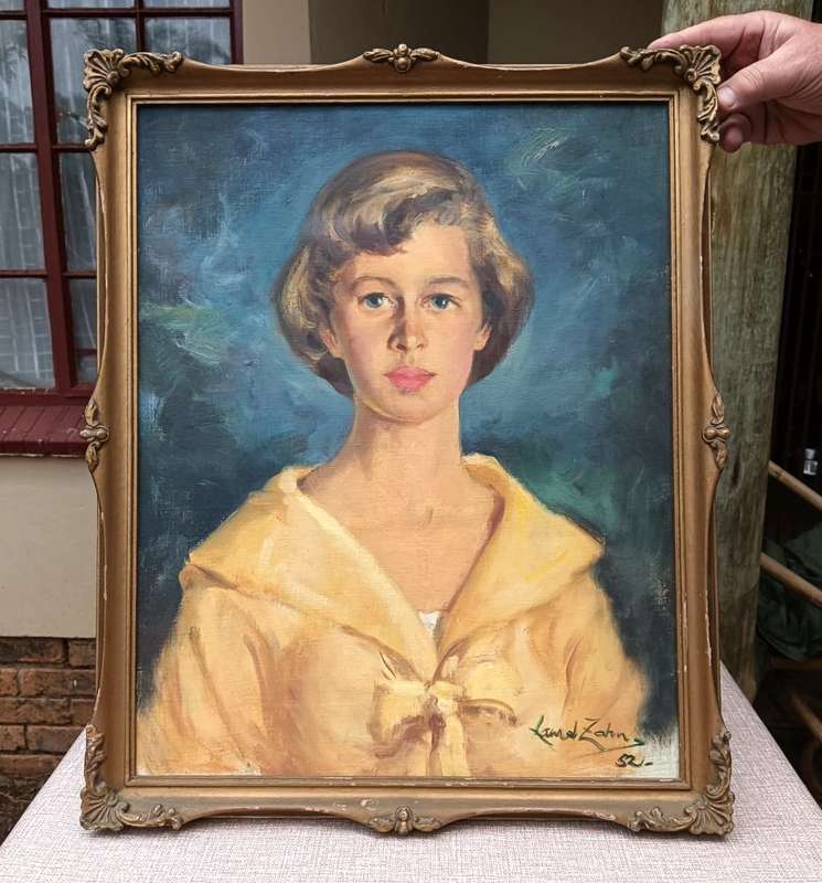 Beautiful 1952 Portrait Painting by Laurel Zahn (1931-2010) SA Master Artist