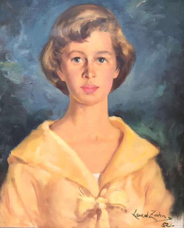 Beautiful 1952 Portrait Painting by Laurel Zahn (1931-2010) SA Master Artist