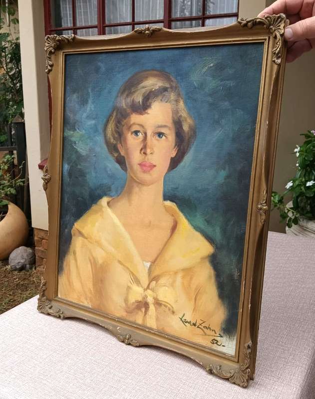 Beautiful 1952 Portrait Painting by Laurel Zahn (1931-2010) SA Master Artist