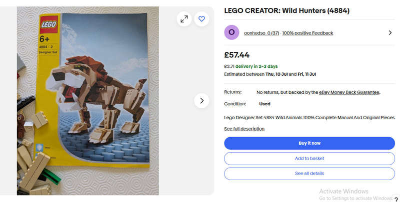 Lego Creator 4884-2 Wild Hunters Lion Set with Realistic Joint Elements - Introduced 2005 Retired