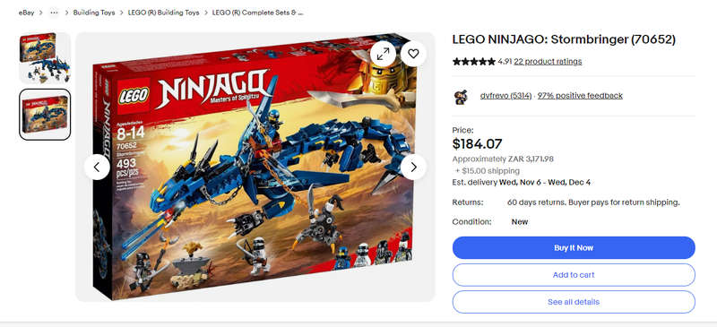 Lego Ninjago Movie Dragon Stormbringer Set 70652 Around 80% to 90% Complete
