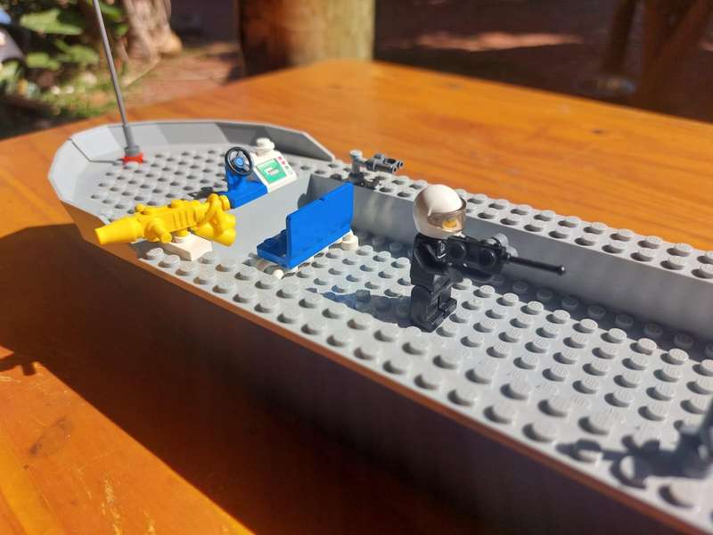 Lego Police Boat with Policeman and Prisoner Minifigures Vintage Boat 40cm Long