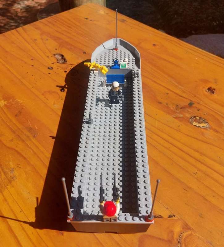Lego Police Boat with Policeman and Prisoner Minifigures Vintage Boat 40cm Long