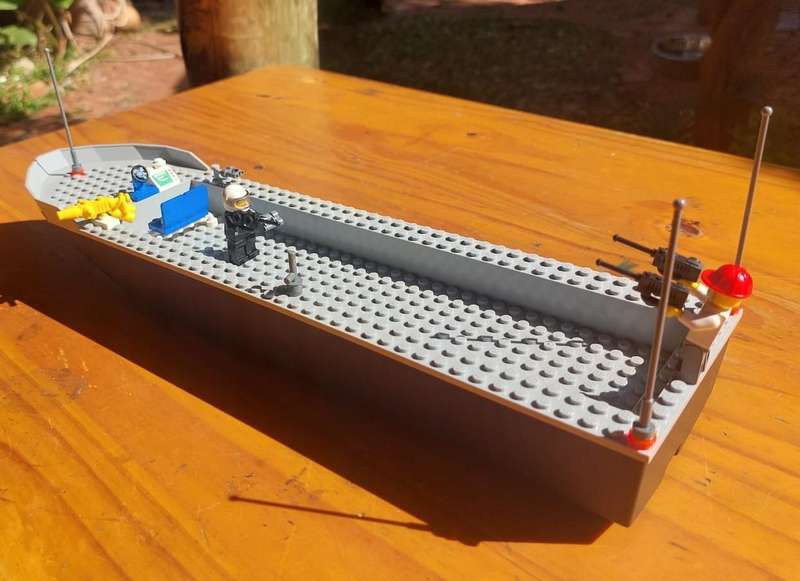 Lego Police Boat with Policeman and Prisoner Minifigures Vintage Boat 40cm Long