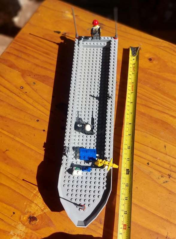 Lego Police Boat with Policeman and Prisoner Minifigures Vintage Boat 40cm Long