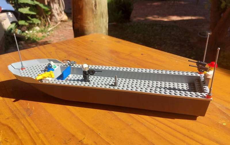 Lego Police Boat with Policeman and Prisoner Minifigures Vintage Boat 40cm Long