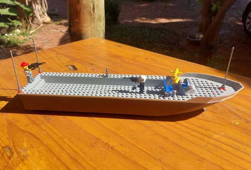 Lego Police Boat with Policeman and Prisoner Minifigures Vintage Boat 40cm Long
