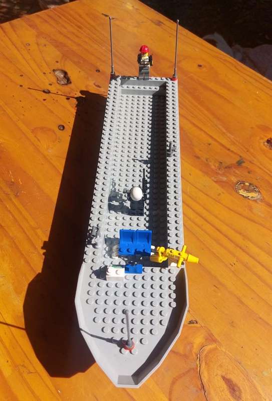Lego Police Boat with Policeman and Prisoner Minifigures Vintage Boat 40cm Long