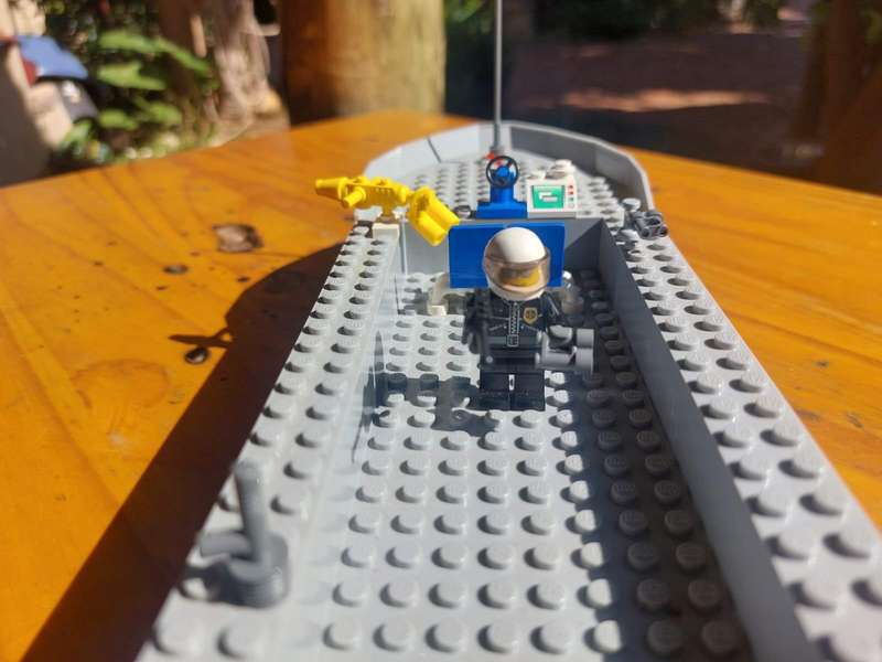Lego Police Boat with Policeman and Prisoner Minifigures Vintage Boat 40cm Long
