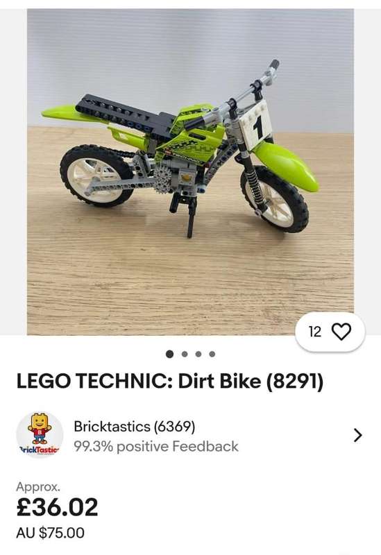 Lego Technic 8291 Dirt Bike Set with Chain Driven Engine - Introduced 2008 Retired 2009